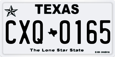 TX license plate CXQ0165