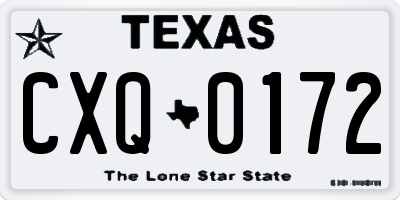 TX license plate CXQ0172