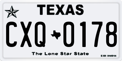 TX license plate CXQ0178