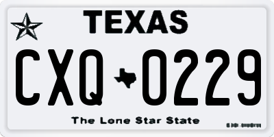 TX license plate CXQ0229