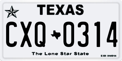 TX license plate CXQ0314