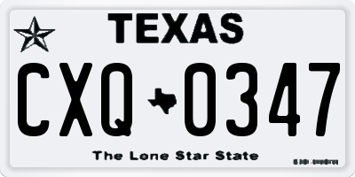 TX license plate CXQ0347