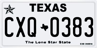 TX license plate CXQ0383