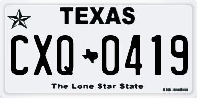 TX license plate CXQ0419