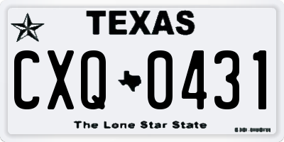 TX license plate CXQ0431