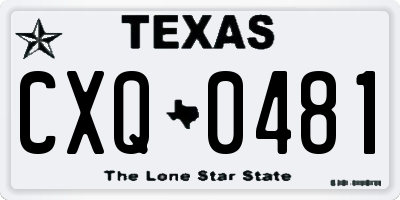 TX license plate CXQ0481