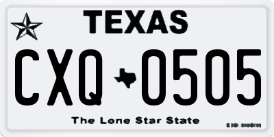 TX license plate CXQ0505
