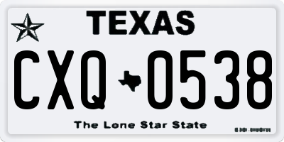 TX license plate CXQ0538