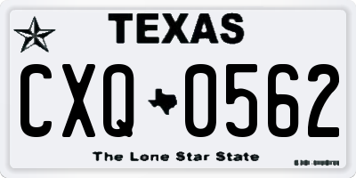 TX license plate CXQ0562