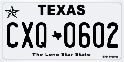 TX license plate CXQ0602