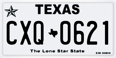 TX license plate CXQ0621