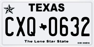 TX license plate CXQ0632
