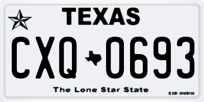 TX license plate CXQ0693