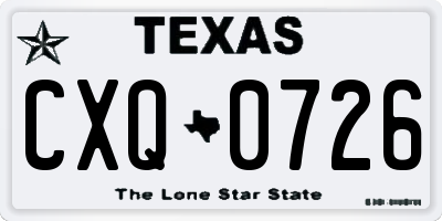 TX license plate CXQ0726