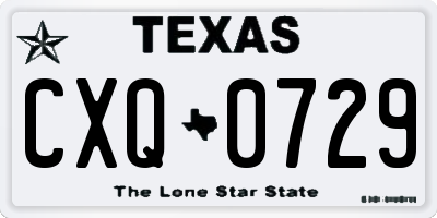 TX license plate CXQ0729