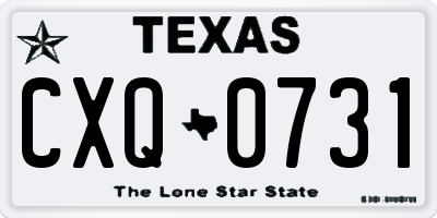 TX license plate CXQ0731