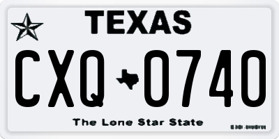 TX license plate CXQ0740