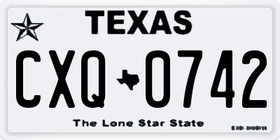 TX license plate CXQ0742