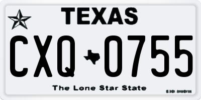 TX license plate CXQ0755