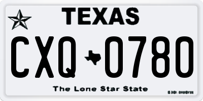 TX license plate CXQ0780