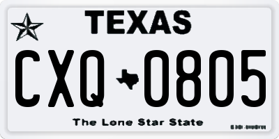 TX license plate CXQ0805