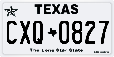 TX license plate CXQ0827