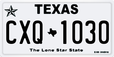TX license plate CXQ1030