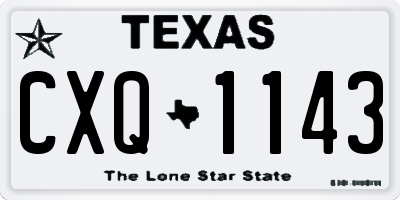 TX license plate CXQ1143