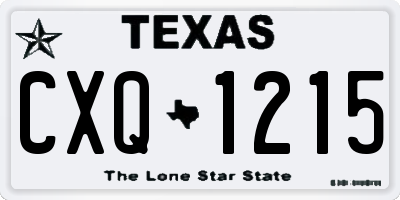 TX license plate CXQ1215