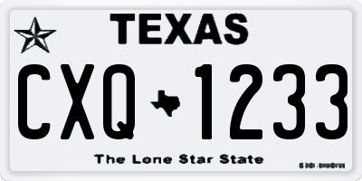 TX license plate CXQ1233