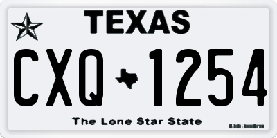 TX license plate CXQ1254