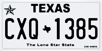 TX license plate CXQ1385