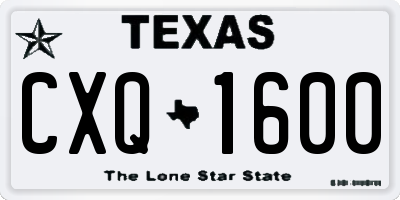 TX license plate CXQ1600