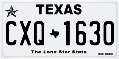 TX license plate CXQ1630