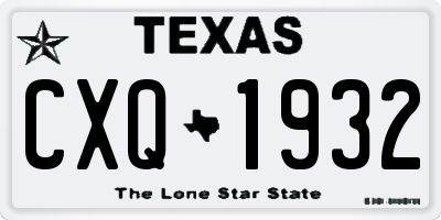 TX license plate CXQ1932