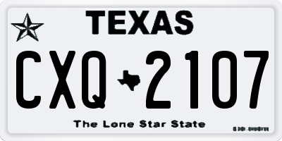 TX license plate CXQ2107
