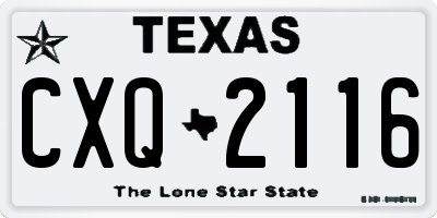 TX license plate CXQ2116