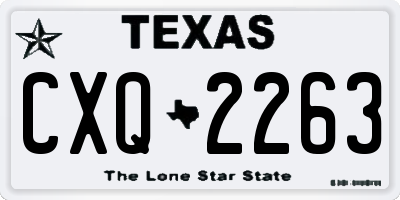 TX license plate CXQ2263