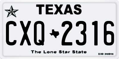 TX license plate CXQ2316