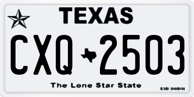 TX license plate CXQ2503