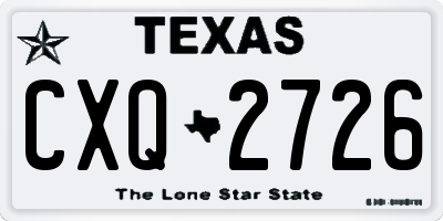 TX license plate CXQ2726