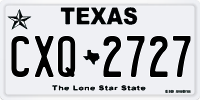 TX license plate CXQ2727