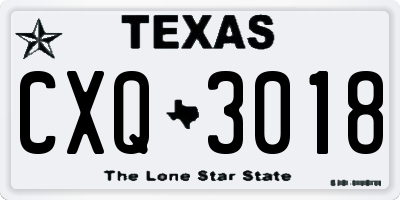 TX license plate CXQ3018