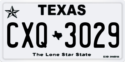 TX license plate CXQ3029