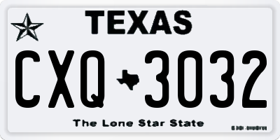 TX license plate CXQ3032