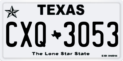 TX license plate CXQ3053