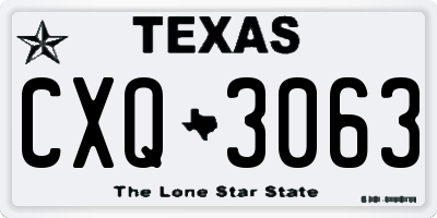 TX license plate CXQ3063