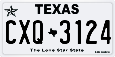 TX license plate CXQ3124
