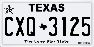TX license plate CXQ3125