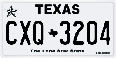 TX license plate CXQ3204